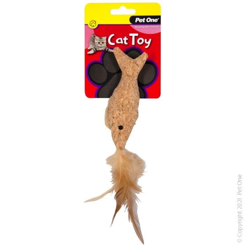 Pet One Cat Toy Cork Fish with Feather