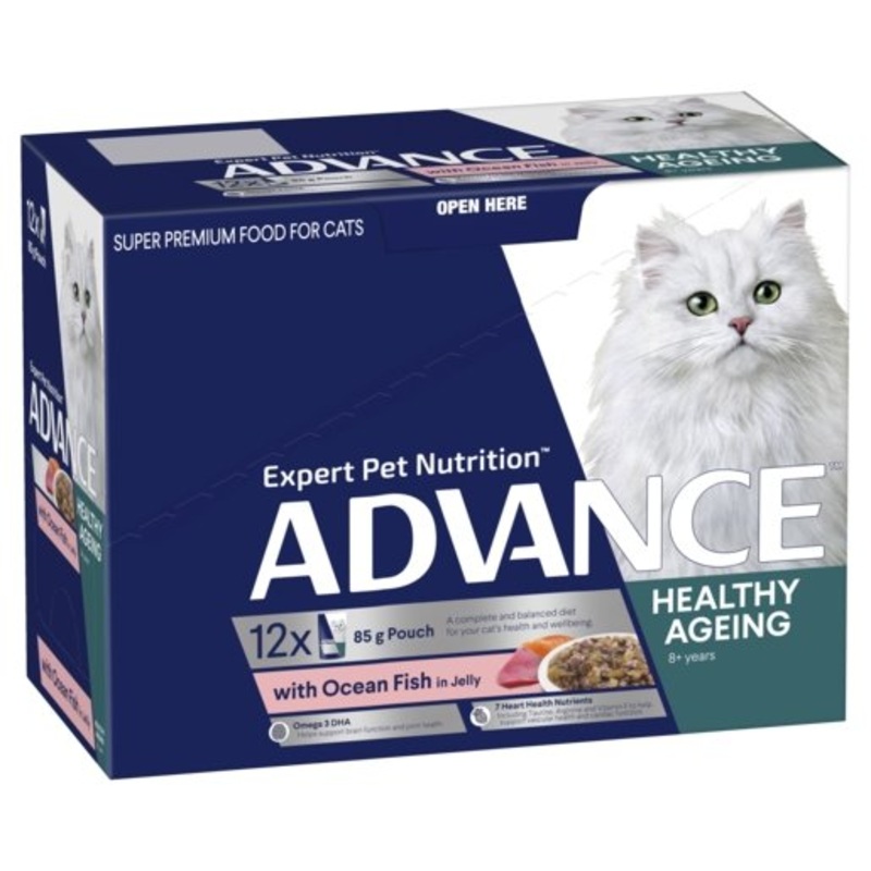 Advance Wet Cat Food Healthy Ageing 8+ Ocean Fish in Jelly 12x85g