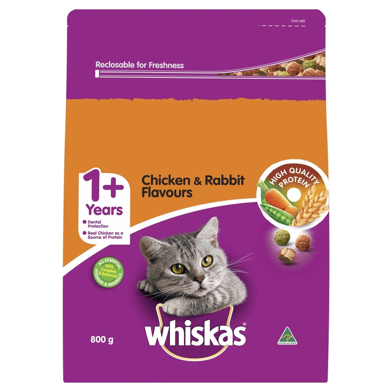 Whiskas Dry Cat Food Adult Chicken & Rabbit 800g