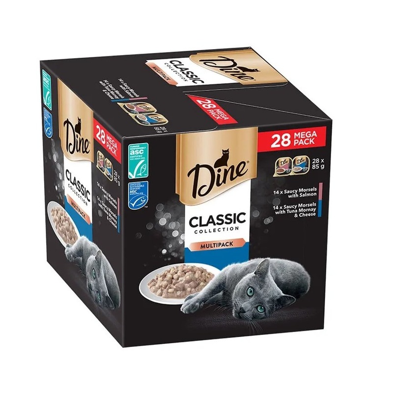 Dine Classic Collection Variety Pack Morsels and Samon Tuna Mornay Cat Food 28x85g