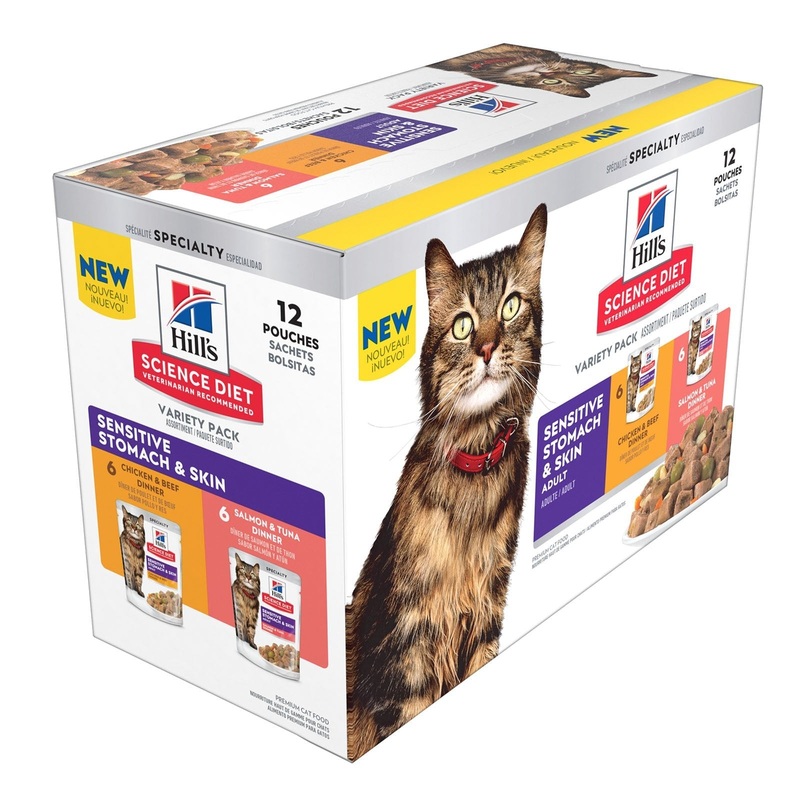 Hill's Science Diet Sensitve Stomach and Skin Cat Food Variety Pouches 12x79g