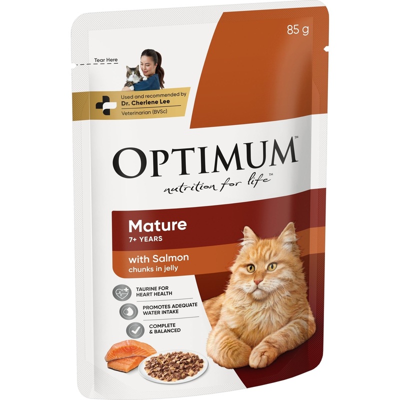 Optimum Wet Cat Food Mature Chunks in Jelly Salmon 85g