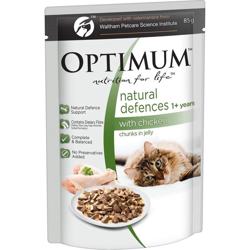 Optimum Wet Cat Food Natural Defences Chunks in Jelly Chicken 85g