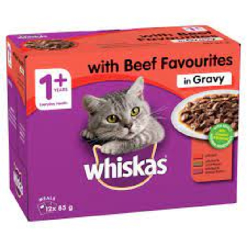 Whiskas Wet Cat Food 12x85g Beef