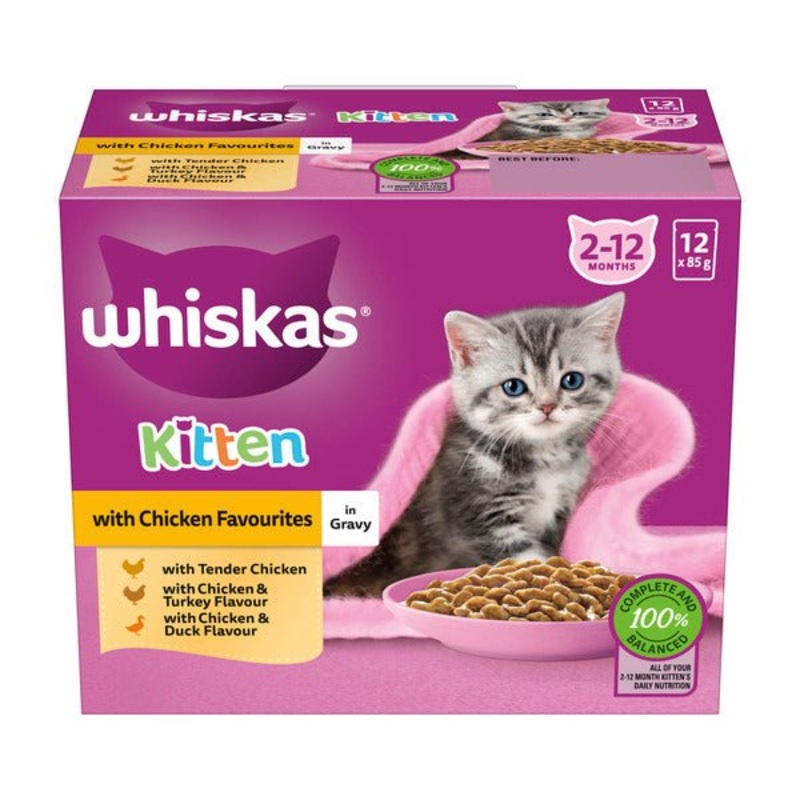 Whiskas Wet Kitten Food 12x85g Chicken in Gravy