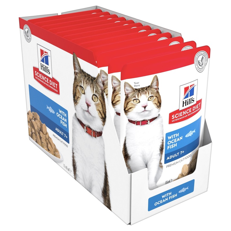 Hill's Science Diet Adult 7+ Active Longevity Ocean Fish Cat Food pouches 12x85g