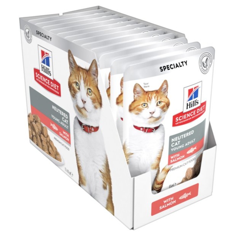 Hill's Science Diet Adult Neutered Salmon Cat Food Pouches 12x85g