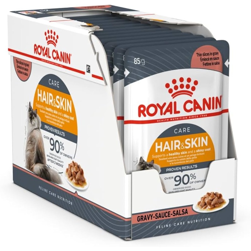 Royal Canin Wet Cat Food Hair and Skin Gravy 12x85g