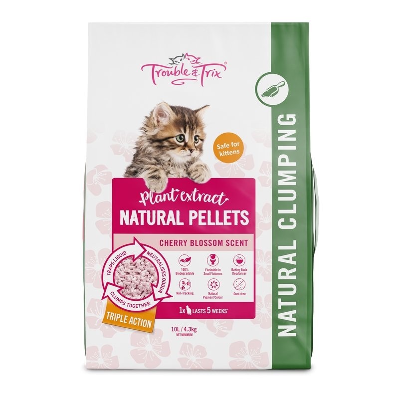 Trouble and Trix Cat Litter Natural Pellets Cherry Blossom Scent 10L