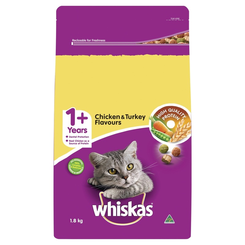 Whiskas Dry Cat Food Adult Chicken & Turkey 1.8kg