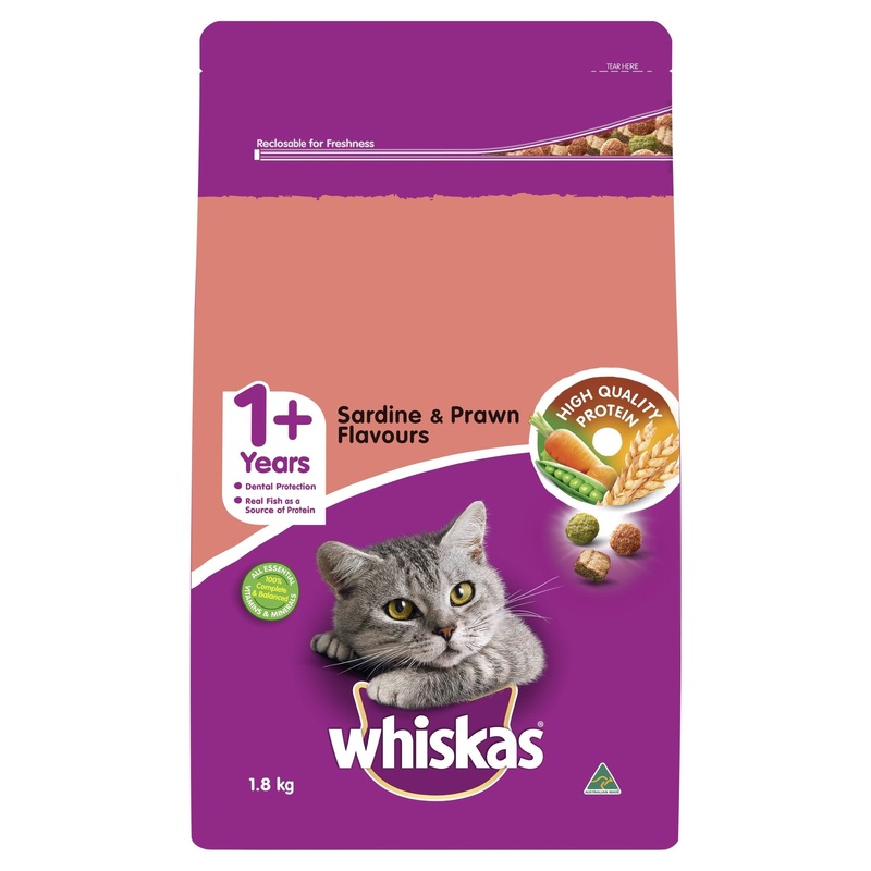 Whiskas Dry Cat Food Adult Sardine & Prawn 1.8kg