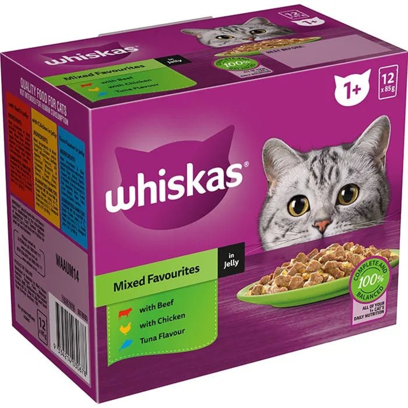 Whiskas Wet Cat Food 12x85g Favourites in Jelly