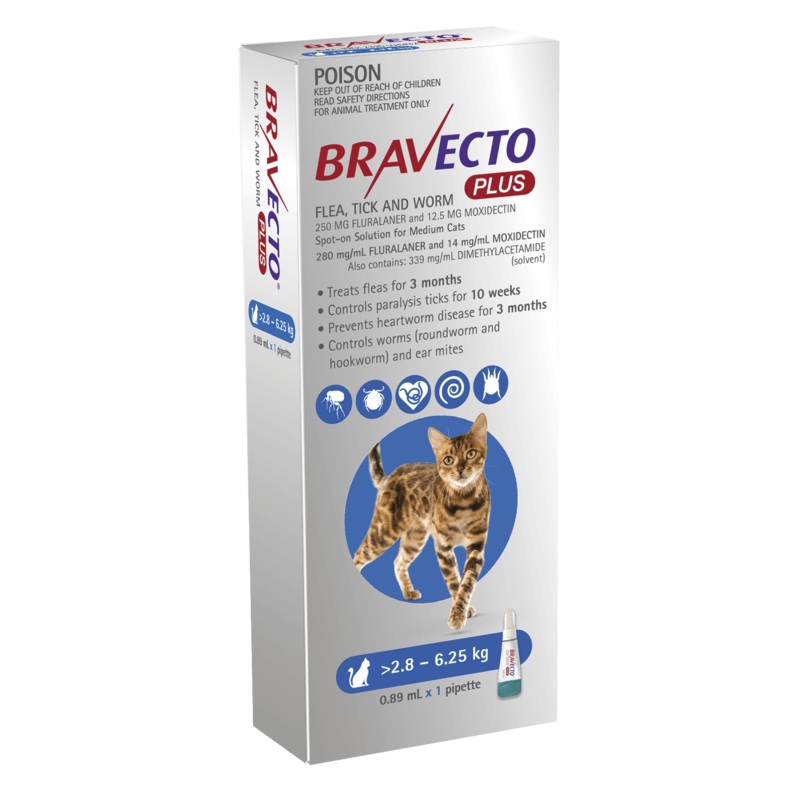 Bravecto Plus Cat 2.8kg - 6.25kg