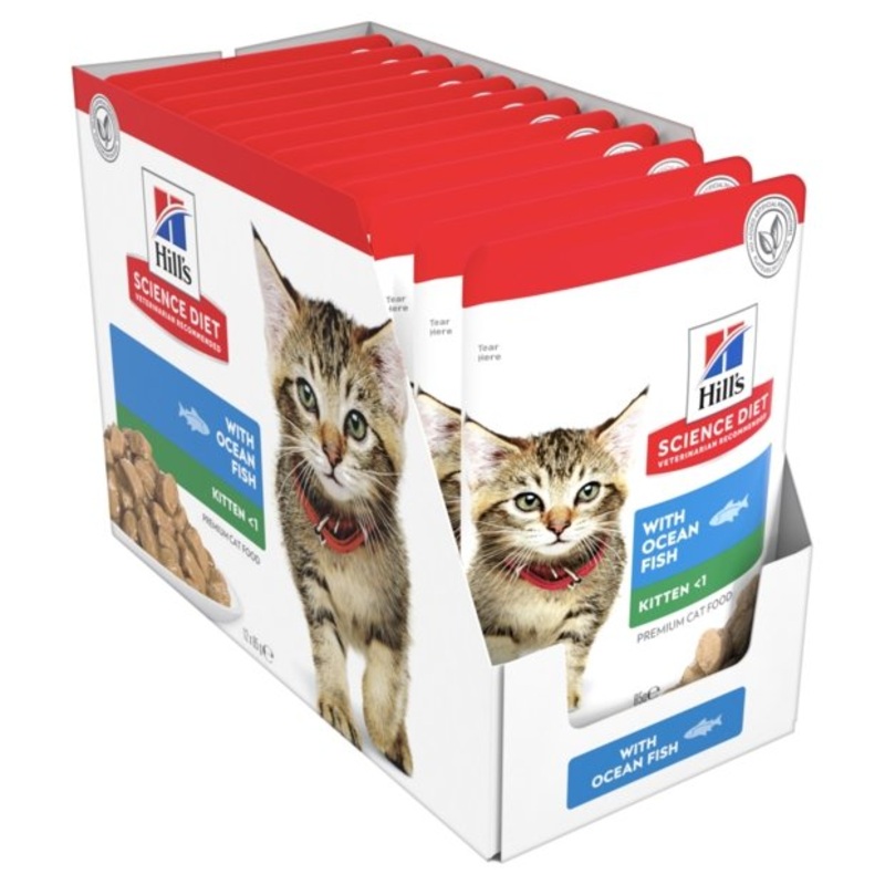 Hill's Science Diet Kitten Healthy Development Ocean Fish Cat Food pouches 12x85g