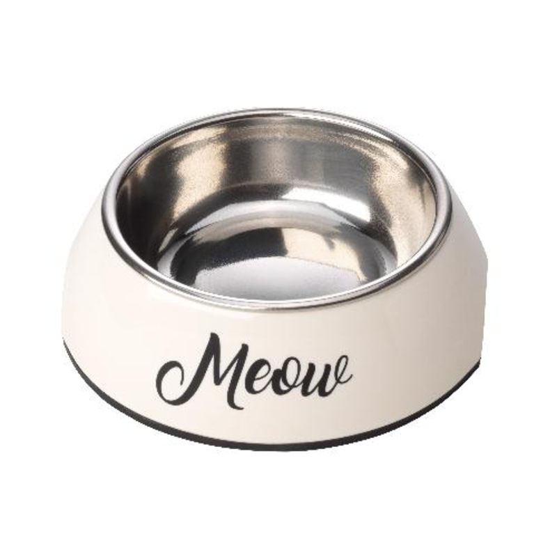 House Of Paws Cream Cat Meow Bowl