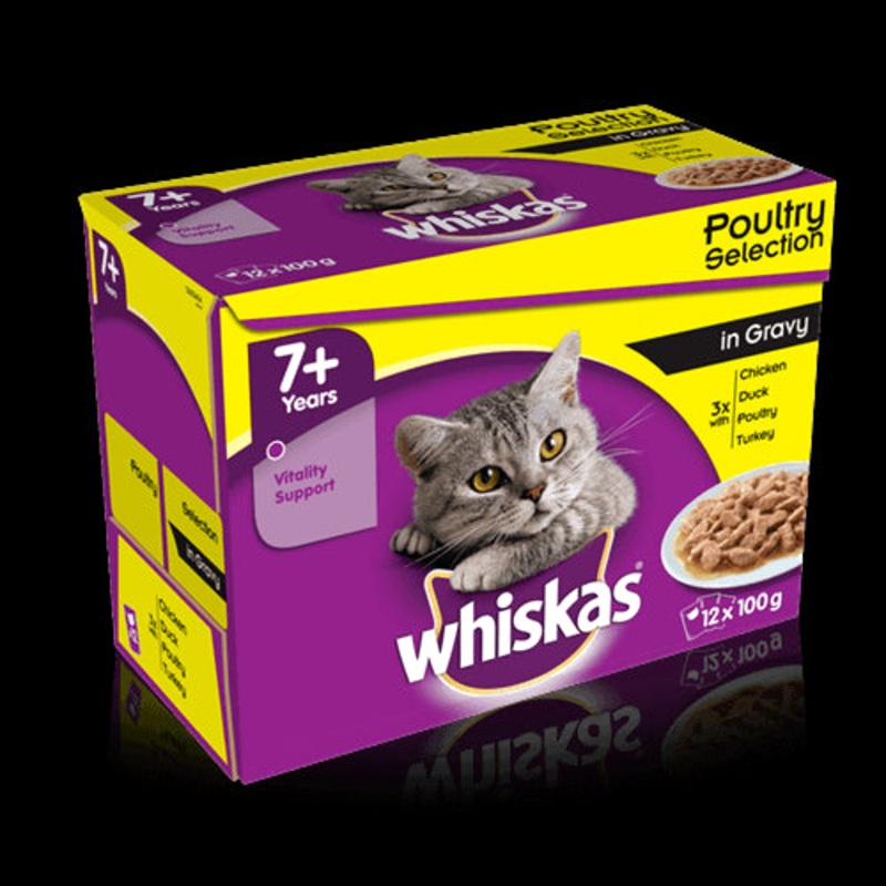 Whiskas 7+ Pouches Poultry Feasts In Gravy 12x85g