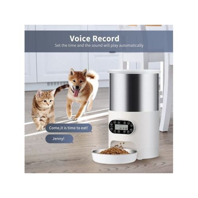4.5L Cylindrical Stainless Steel Automatic Pet Feeder