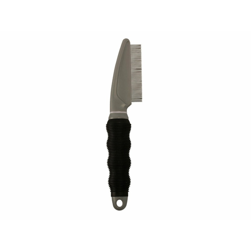 Wide toothed flea comb 42 pins black/grey