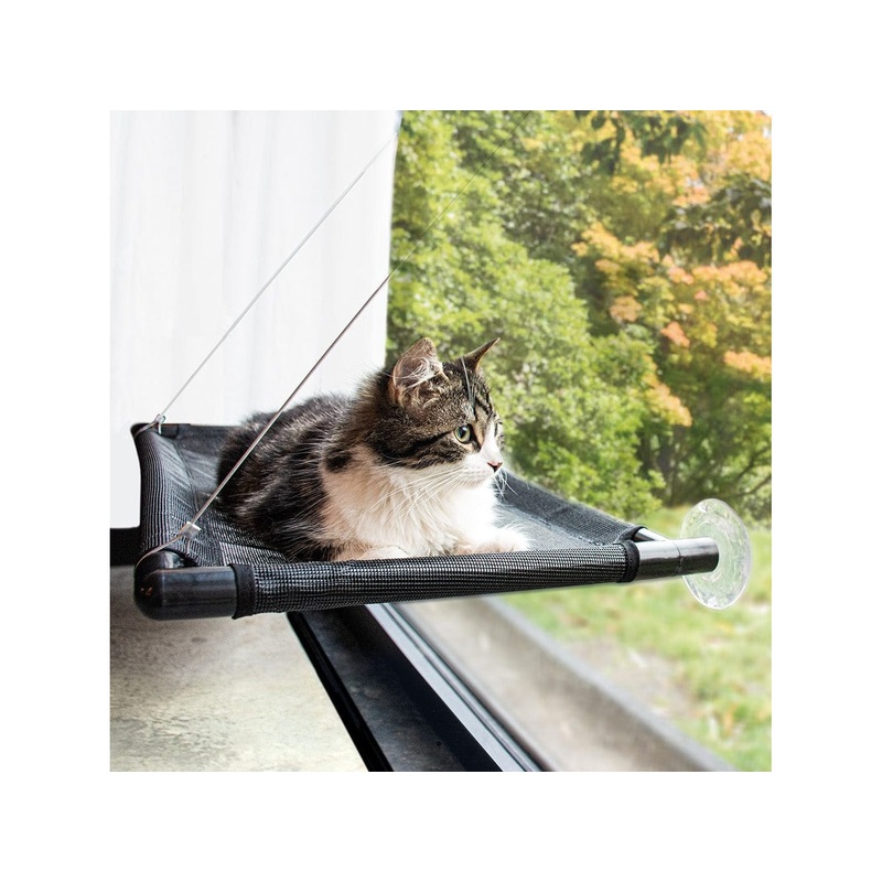 WINDOW HAMMOCK FOR CATS 66x40x2,5cm black