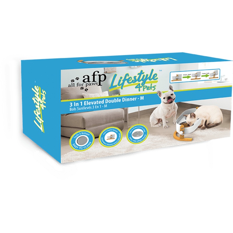 AFP Lifestyle 4 Pet-3 In 1 Elevated Double Dinner - M