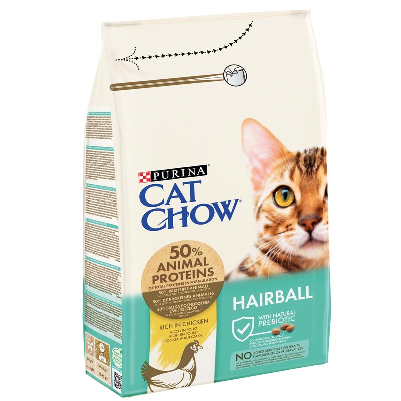 (10 Items) Purina CAT CHOW Hairball Control Rich in Chicken Dry Cat Food 1.5KG