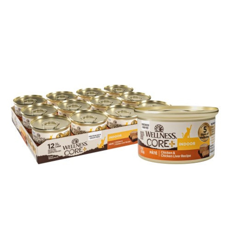 Wellness CORE Natural Grain Free Indoor Chicken and Chicken Liver Smooth Pate Wet Canned Cat Food