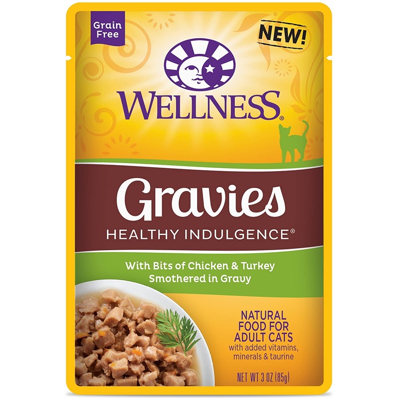 Wellness Healthy Indulgence Natural Grain Free Gravies with Chicken and Turkey in Gravy Cat Food Pouch