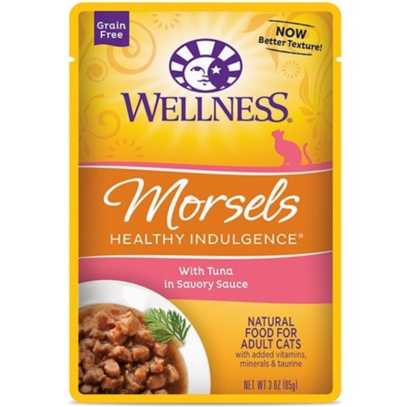 Wellness Healthy Indulgence Natural Grain Free Morsels with Tuna in Savory Sauce Cat Food Pouch