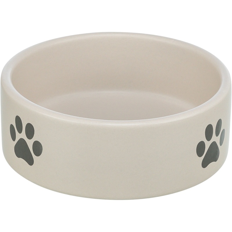 Bowl, paw motif, ceramic, 1.4 l/diam 20 cm, light grey/grey