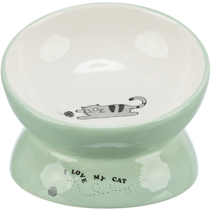 Bowl, elevated, ceramic, 0.15 l/diam 13 cm, sage/white