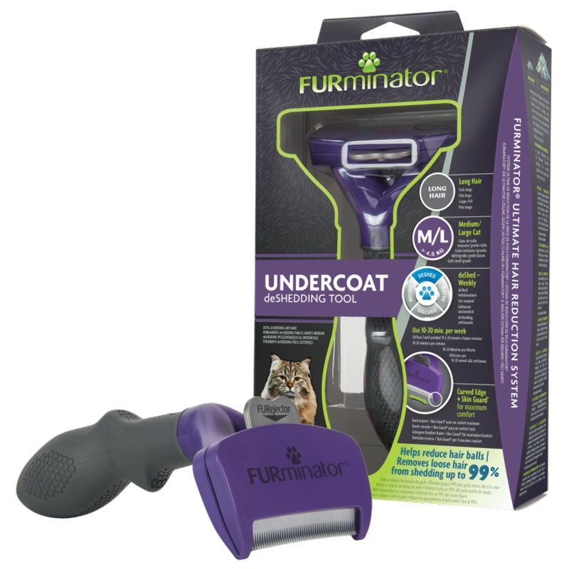 Furminator Medium/Large cat Undercoat deshedding tool, Long Hair