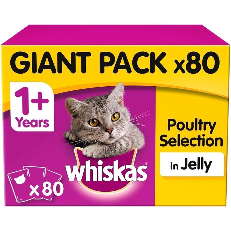 Whiskas Gigantic Pack, Poultry in Jelly (80 Pack)