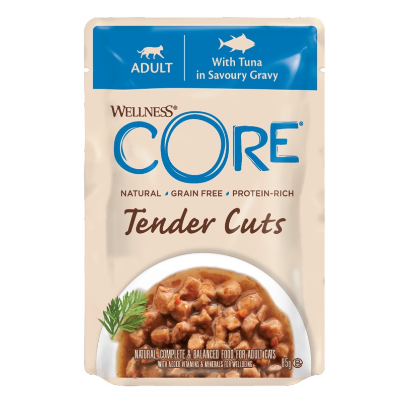 Wellness Core Tender Cuts Tuna in gravy Pouches, 85g