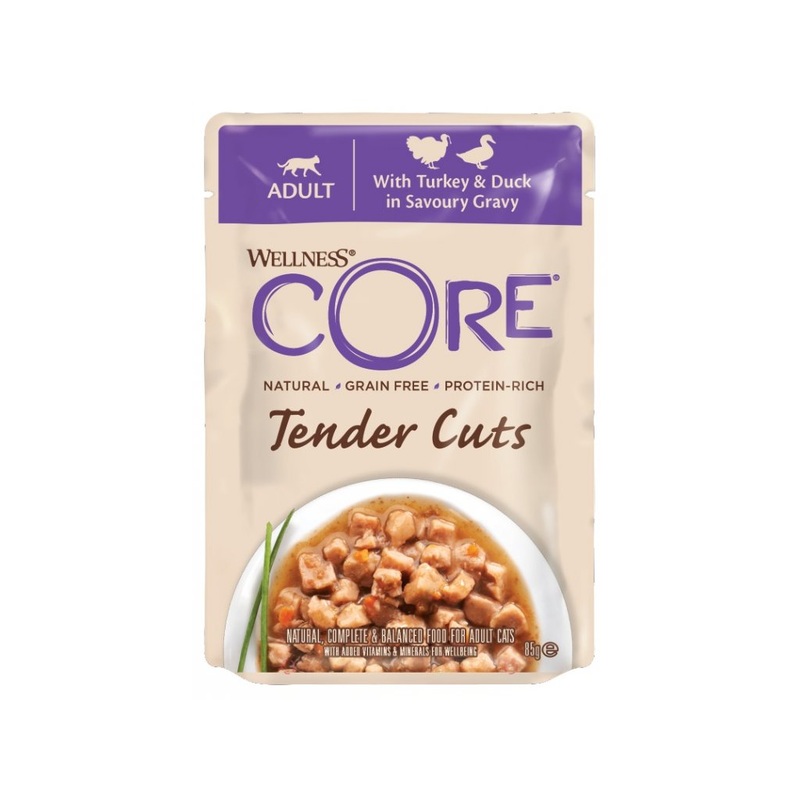 Wellness Core Tender Cuts Turkey & Duck in gravy Pouches, 85g