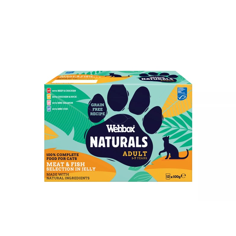Webbox Natural Meat and Fish in Jelly Selection, 12 Pack