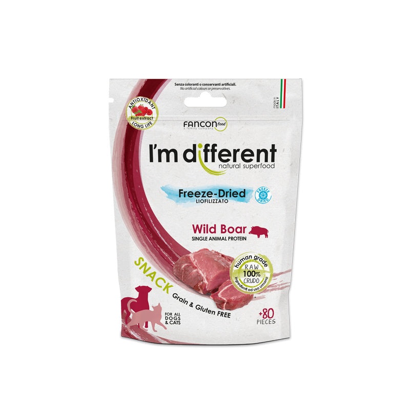 I'm Different Snacks, Wild Boar, 80pcs (Freeze Dried)