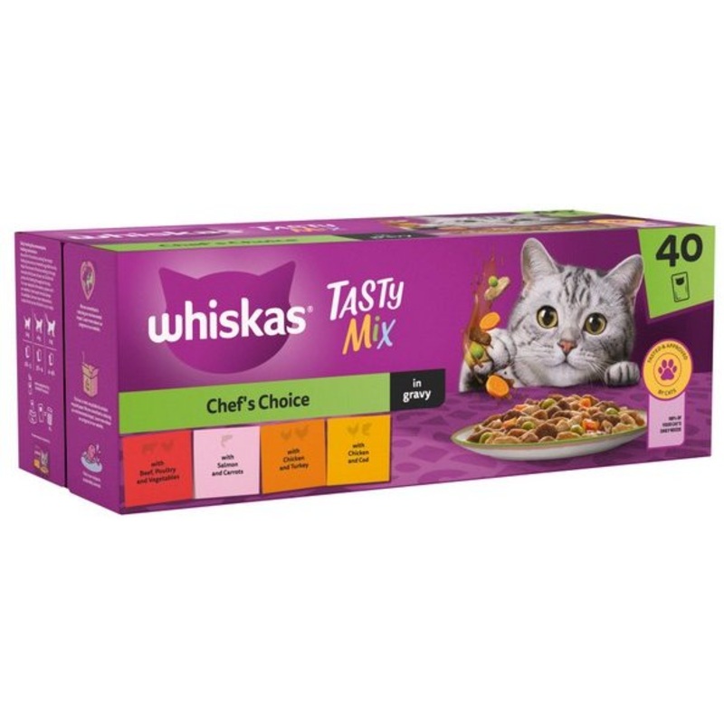 Whiskas tasty Mix Chef's choice, 40 pack in gravy