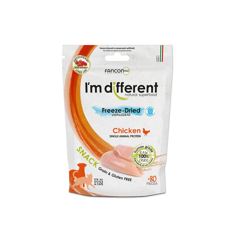 I'm Different Snacks, Chicken, 80pcs (Freeze Dried)