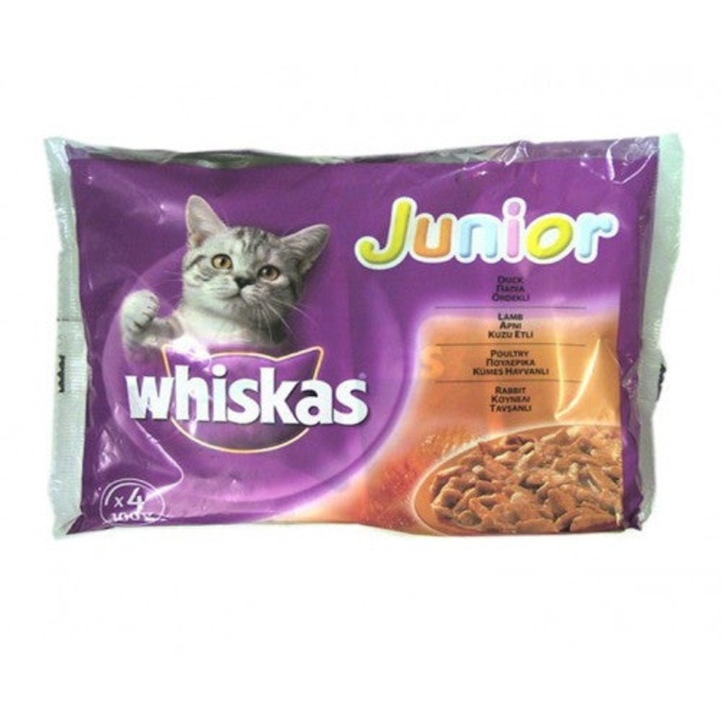 Whiskas Junior Variety Pack - 4 POUCHES X 100GR