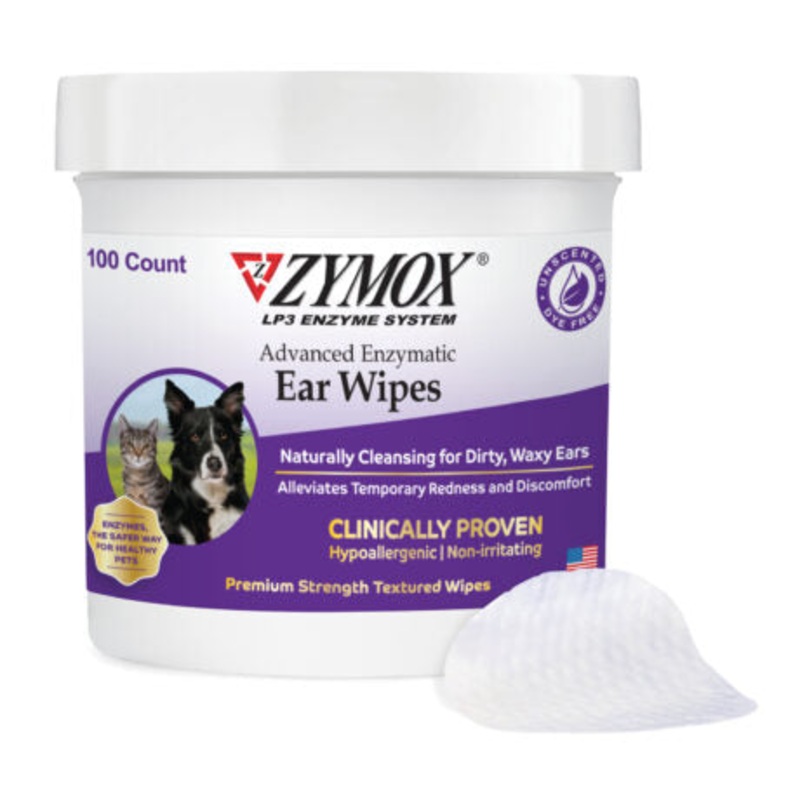 Zymox Advanced Enzymatic Ear Wipes for Cats & Dogs