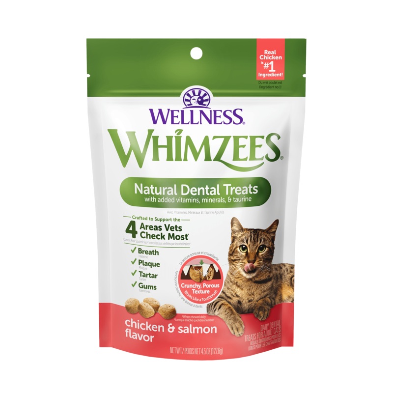 Whimzees Natural Cat Dental Treats, Chicken & Salmon Flavor