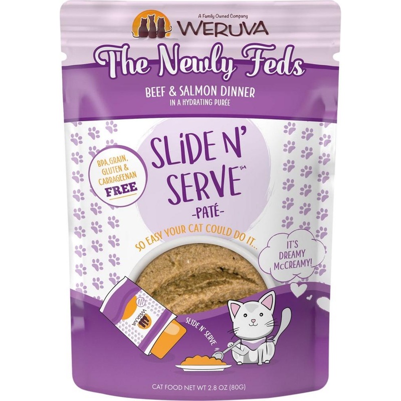 Weruva Slide N' Serve Grain Free The Newly Feds Beef & Salmon Dinner Wet Cat Food Pouch