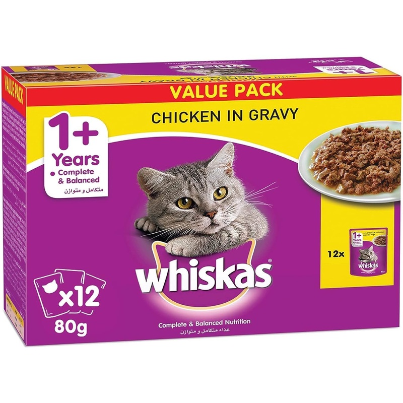 Whiskas Chicken Gravy wet food 80g (Pack of 12 x 80g)