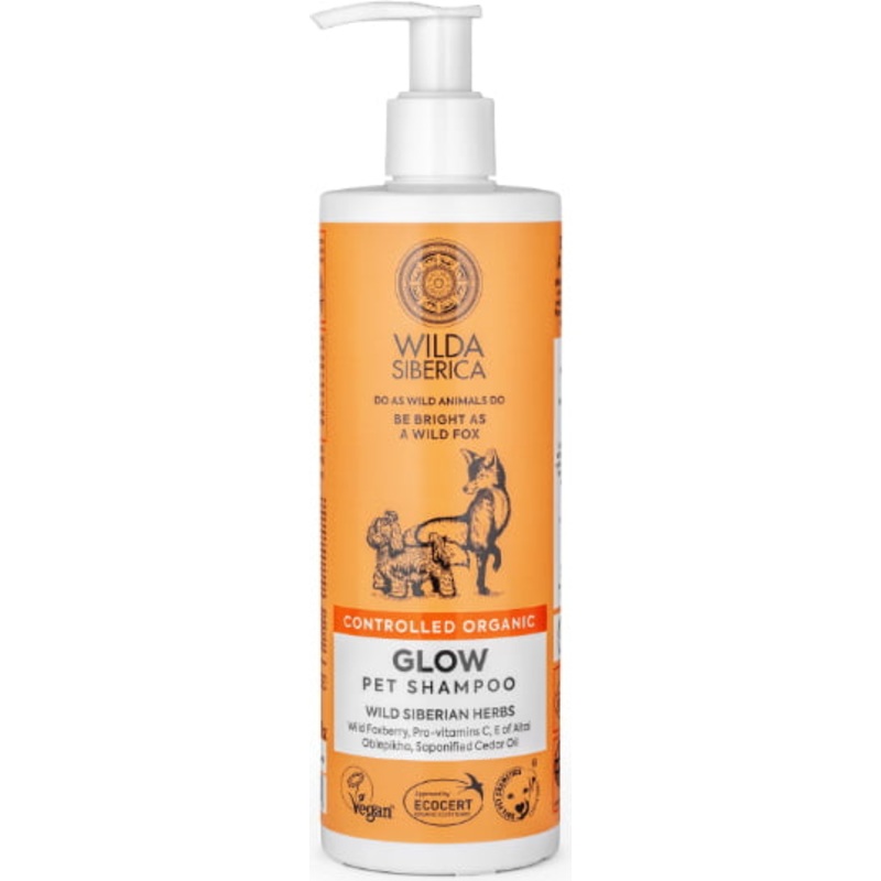 Wilda Siberica. Controlled Organic, Natural & Vegan Glow pet shampoo, 400 ml
