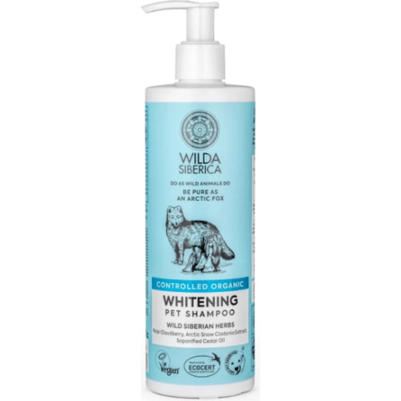 Wilda Siberica. Controlled Organic, Natural & Vegan Whitening pet shampoo, 400 ml