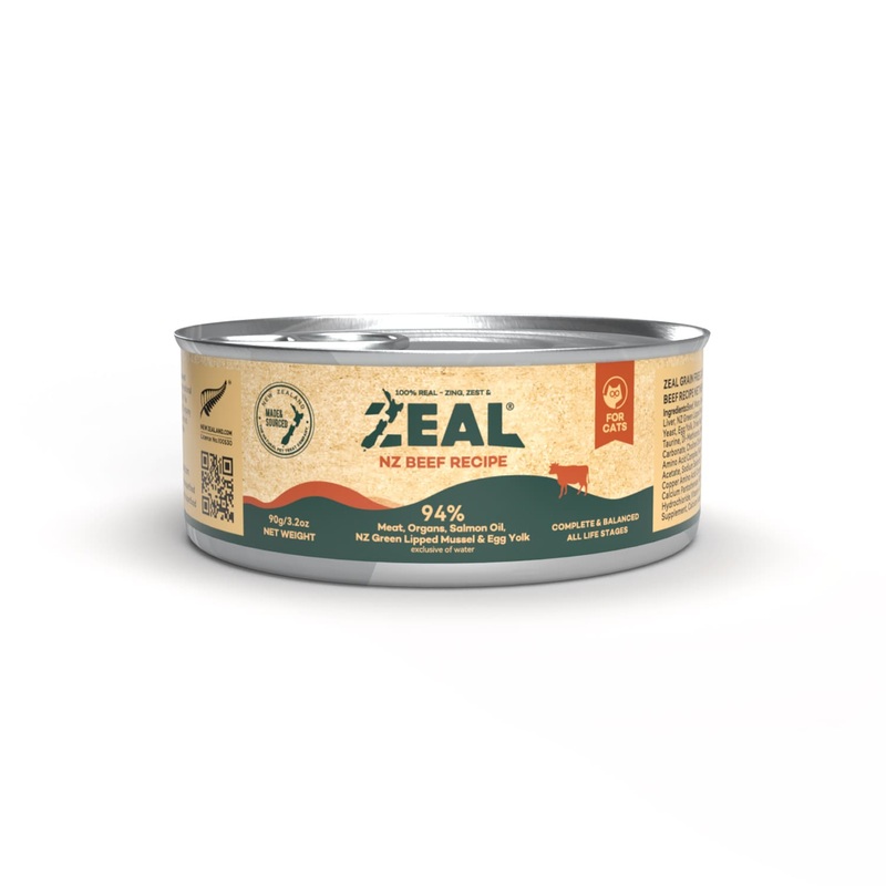 Zeal Grain Free Canned Cat Food 90g  (Beef Recipe)