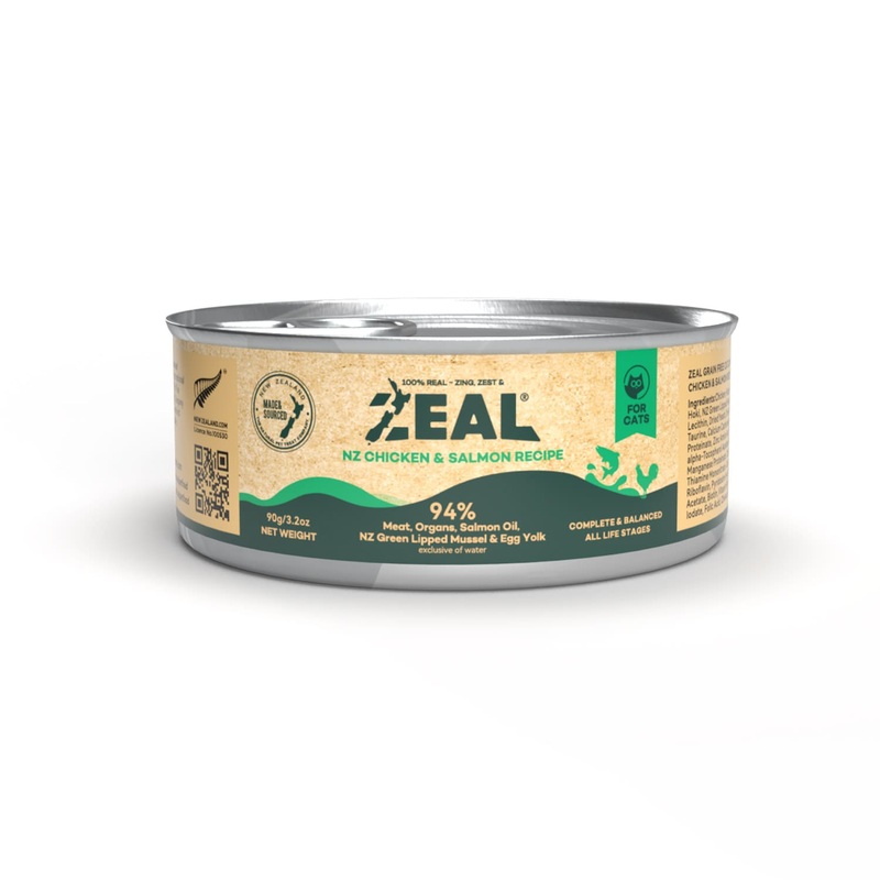 Zeal Grain Free Canned Cat Food 90g  (Chicken & Salmon)