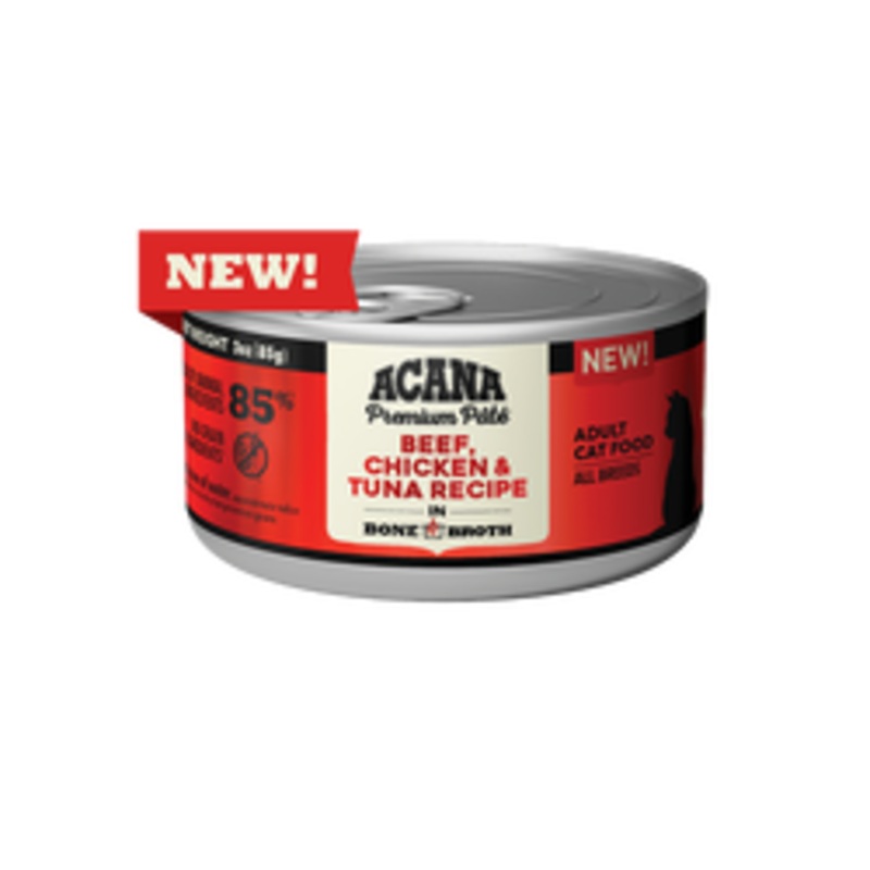 Acana Cat Beef, Chicken & Tuna in bone broth 3oz