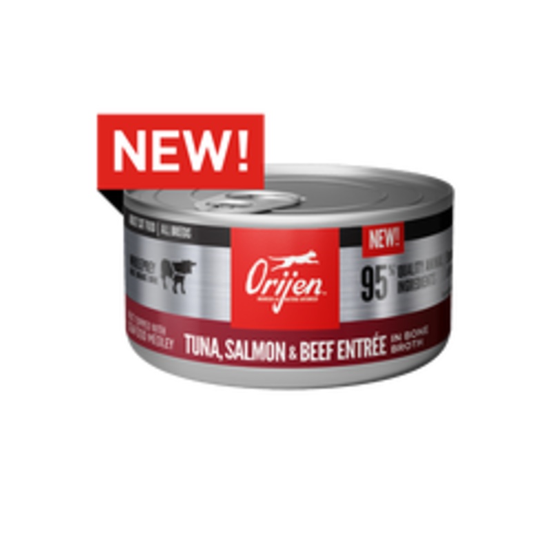 Orijen Cat Tuna, Salmon & Beef Entree in bone broth