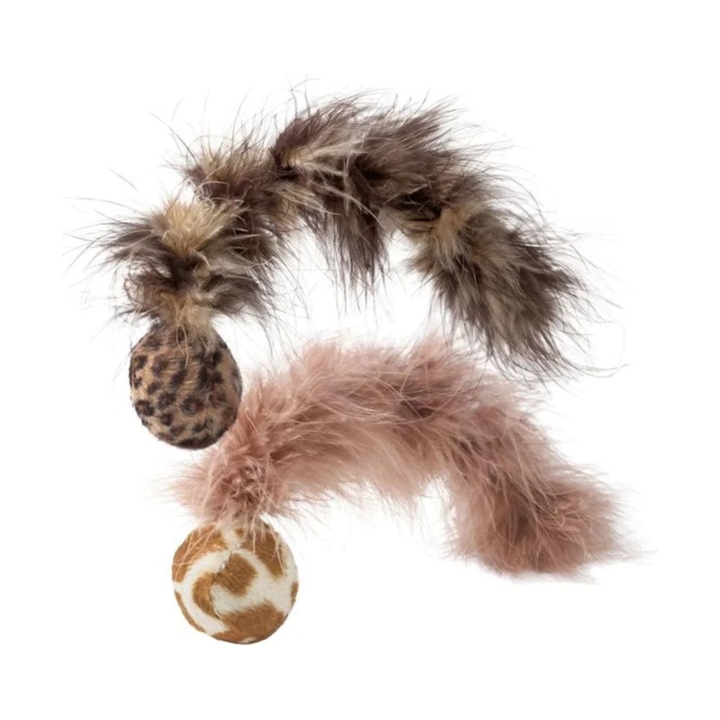 Hunter  Cat Toy Ball With Feather Tail & Catnip 2pcs